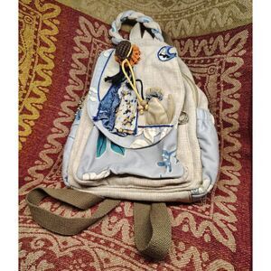 Cotton Woven Hippie‎ Hemp Boho Canvas Embroidery Backpack Multi-pocket Girl/Dog